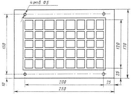 Размеры решетки РВП-3