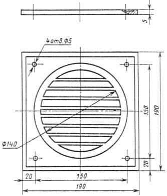Размеры решетки РВП-4